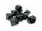 Opaque Black/green Dice Sets | 7-dice, 16mm, 12mm, d10s