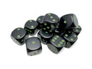 (preorder) Opaque Black/green Dice Sets | 7-dice, 16mm, 12mm, d10s