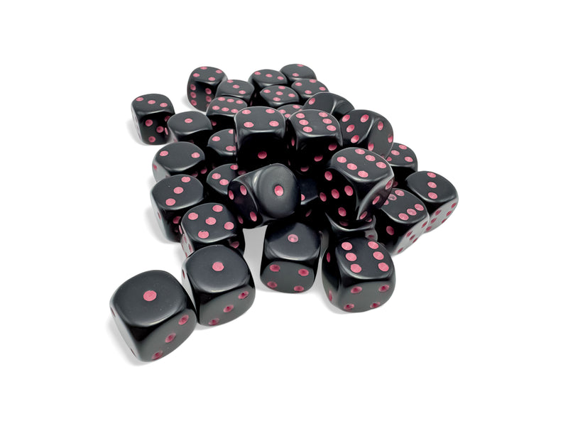 (preorder) Opaque Black/pink Dice Sets | 7-dice, 16mm, 12mm, d10s