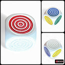 Opaque White Target Dice – 14mm d6 with Multicolor Bullseye Faces (Single Die)