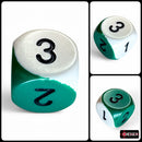 Opaque Green-White/black d6 1-3 | 16mm dnd Dice (Sold per Die)