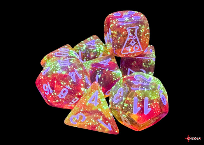 Nebula Molten/white Luminary™ Polyhedral 7-Dice Set (with bonus die)