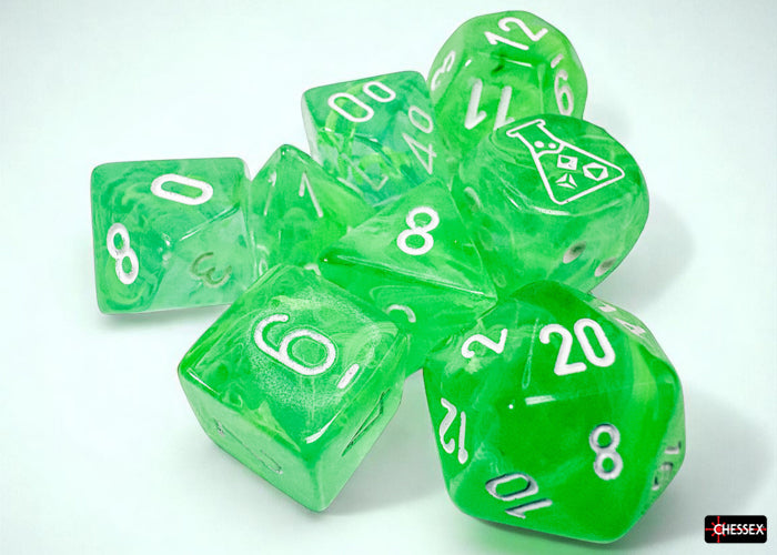 Nebula Gelatinous/white Polyhedral 7-Dice Set (with bonus die)