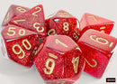 Glitter Mega-hedral Ruby/Gold 7-Die Set – Jumbo Sparkle Chessex RPG Dice | Oversized Polyhedral Dice for D&D & Tabletop Gaming