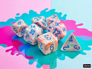 Festive Mega-hedral Pop Art/Blue 7-Die Set – Jumbo Chessex RPG Dice | Oversized Polyhedral Dice for D&D, Pathfinder & TTRPGs