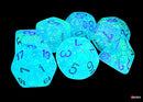 Luminary Mega-hedral Sky/Silver 7-Die Set – Jumbo Glow-in-the-Dark Chessex RPG Dice | Oversized Polyhedral Dice for D&D & Tabletop Games