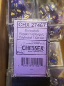 CHX 27467 7-Die Borealis Royal Purple w/ Gold Numbers Set 7-Dice Chessex