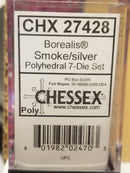 CHX 27428 7-Die Borealis Smoke w/ Silver Numbers Set 7-Dice Chessex