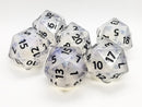 The Time Walker | Clear Glitter 34mm d20 CHONK RPG Dice Set w/Black