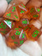 Time Walker | Orange w/Green Glitter 7-Dice Set RPG Dice Set
