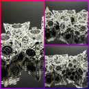 Silver Hollow Barbed Metal Dice Set – Black Numbers – 7-Piece Polyhedral RPG Dice