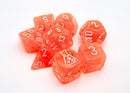 Translucent Polyhedral Neon Orange/white 7-Die Set (with bonus die)