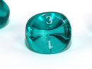 Translucent Polyhedral Teal/white d3 | PT0315 | 3-Sided Dice (sold per die)