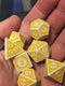 White & Yellow Magic Flame 7-Dice Set DND RPG Dice Yellow Color Fill
