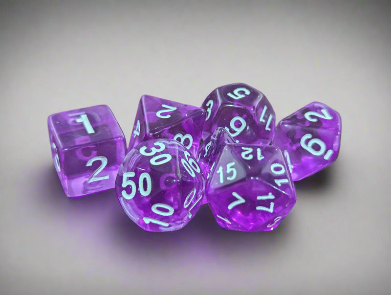 Enchanted Purple Translucent Dice Set: D&D Roleplaying Essentials