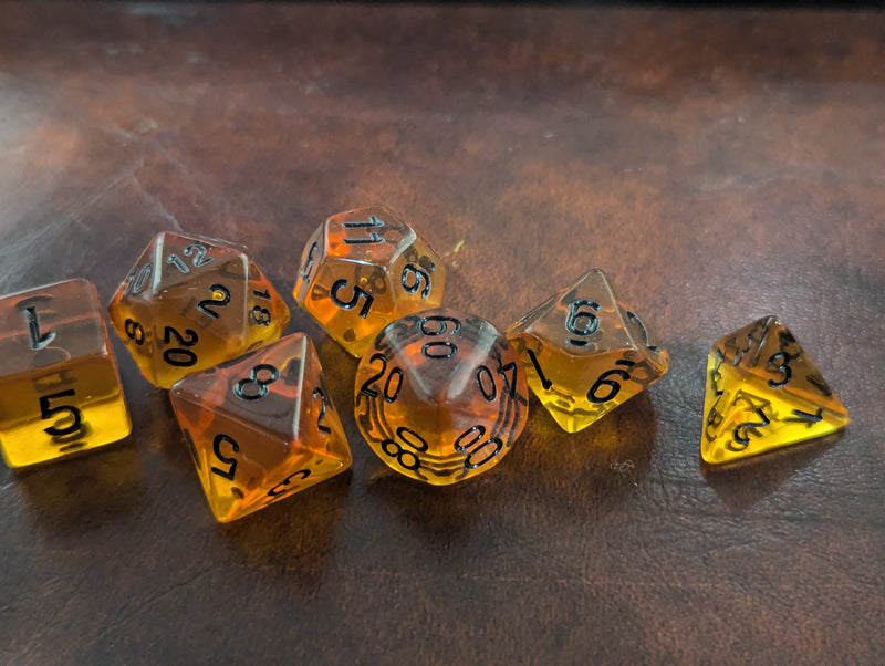 Amber Glow Translucent Dice Set: D&D Roleplaying Essentials