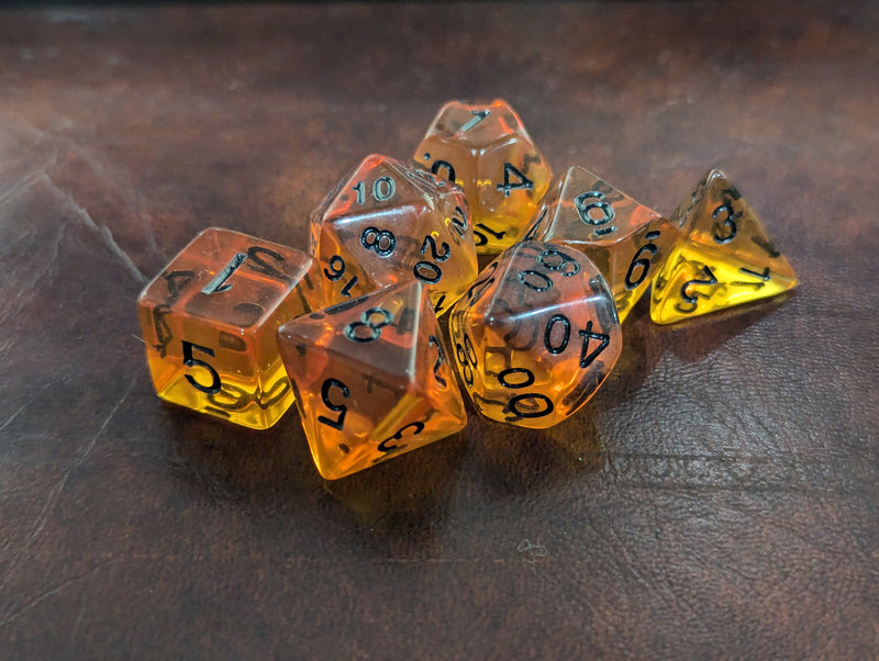 Amber Glow Translucent Dice Set: D&D Roleplaying Essentials