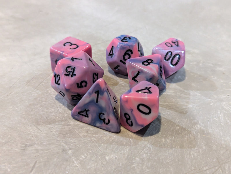 Exclusive Tricolor Radiance Dice Set (Pink, Silver, Blue) – Limited Edition 7-Dice Set