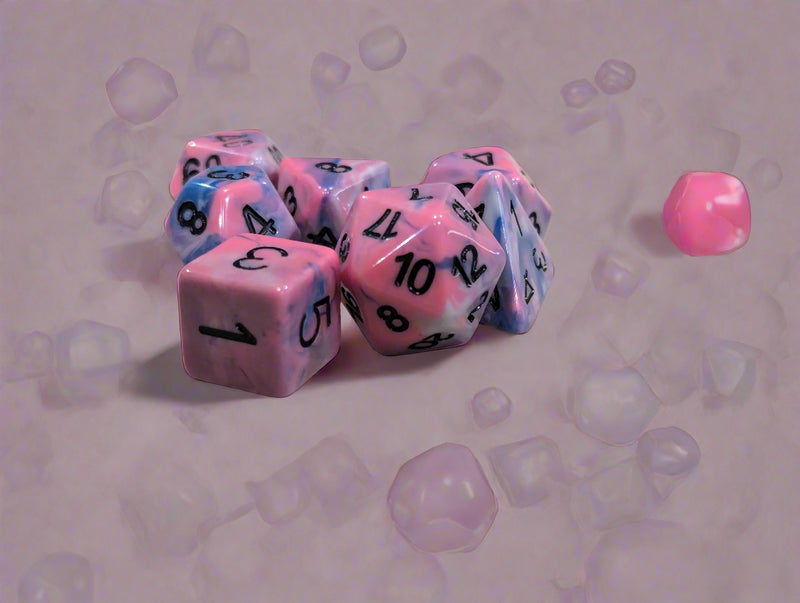 Exclusive Tricolor Radiance Dice Set (Pink, Silver, Blue) – Limited Edition 7-Dice Set