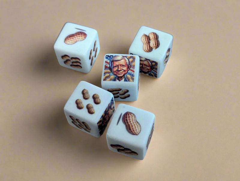 Jimmy Carter Dice | Printed d6 Dice w/ Peanuts and Carter - 39th President Tribute