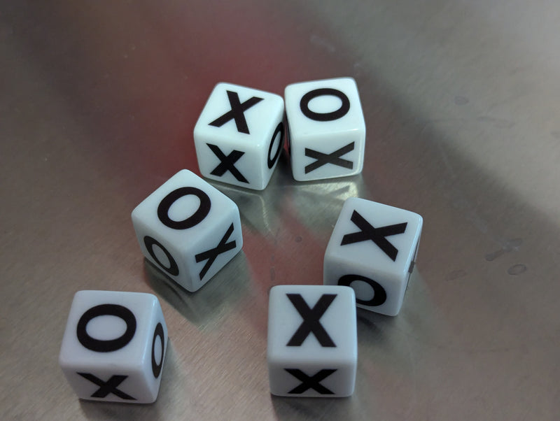 X-O-X-O Dice | Printed d6 Dice w/ X or O on each side Tic-Tac-Toe / Hugs-Kisses