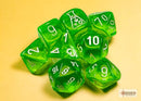 Translucent Polyhedral Rad Green/white 7-Die Set (with bonus die)