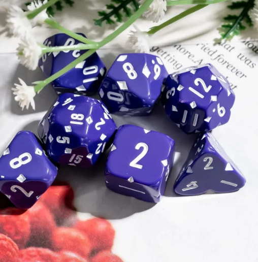 Diamond Crest: Royal Amethyst (Purple with White Numbers) 7-Dice Set