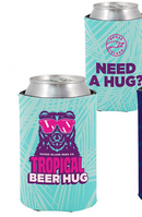 Tropical Beer Hug Beer AB Cooler  Fits 12 oz Aluminum Can Coozie Blue