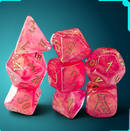 PREORDER Chessex Lab Dice™ 10 Shimmer™ Ignis/gold Polyhedral 7-Die Set