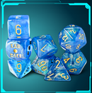 PREORDER Chessex Lab Dice™ 10 Shimmer™ Aqueous/gold Polyhedral 7-Die Set