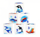 Aquatic Adventure Dice – 16mm Square-Edge D6 w/Printed Water Creatures (sold by piece)