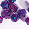 Paw Print d20 | Translucent Glitter Purple-Blue Single 21mm d20 w/Teal Font