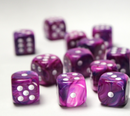 Festive Violet/white 16mm d6 Dice (Sold Per Piece)