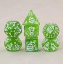 Easter Bunny Dice Set – Green & White 7-Piece Polyhedral Dice