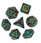Dragon Script Emerald Flight: 7-Dice RPG Set – Rich Green with Gold Script Inks