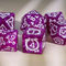 Dragon Script Amethyst Breath: 7-Dice RPG Set – Deep Purple with White Script Inks