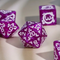 Dragon Script Amethyst Breath: 7-Dice RPG Set – Deep Purple with White Script Inks