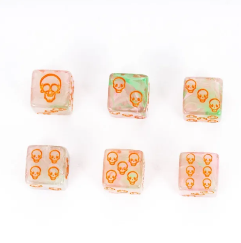 💀16mm "Death Roll" Pearl Swirl Skull d6 – Single Die