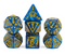 Midnight Brew – Halloween Haunt 7-Dice RPG Set (Pearl Blue with Yellow Inking)