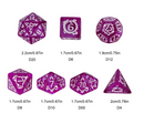 Dragon Script Amethyst Breath: 7-Dice RPG Set – Deep Purple with White Script Inks