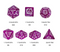 Dragon Script Amethyst Breath: 7-Dice RPG Set – Deep Purple with White Script Inks