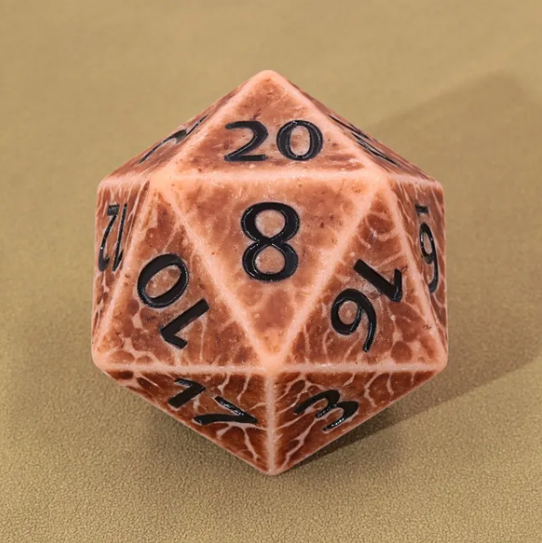 Cracked Clay Colossus: 55mm Giant d20 Dice with Ancient Earthen Effect