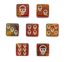 ☠️16mm "Ember Skull" d6 – Red & Gold Swirl with White Skull Pips (Single Die)