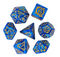 Dragon Script Sapphire Wing: 7-Dice RPG Set – Vivid Blue with Gold Script Inks
