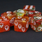 ☠️16mm "Ember Skull" d6 – Red & Gold Swirl with White Skull Pips (Single Die)