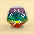 Prismatic Veil Colossus: 55mm Giant d20 Dice with Subtle Rainbow Core