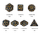 Dragon Script Obsidian Scale: 7-Dice RPG Set – Black with Gold Script Inks
