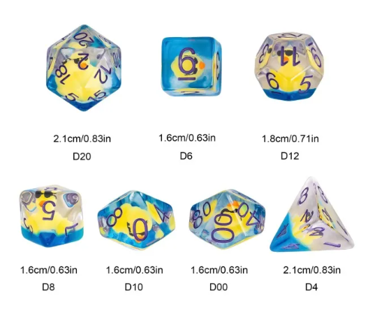 Sunglass Duck 7-Piece Polyhedral Dice Set – Chill Vibes Only DND Dice