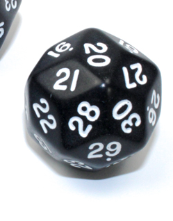33mm d30 Opaque Black/White – High-Impact Polyhedral Die