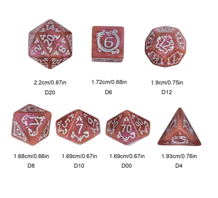 Dragon Script Emberglow: 7-Dice RPG Set – Copper with White Script Inks